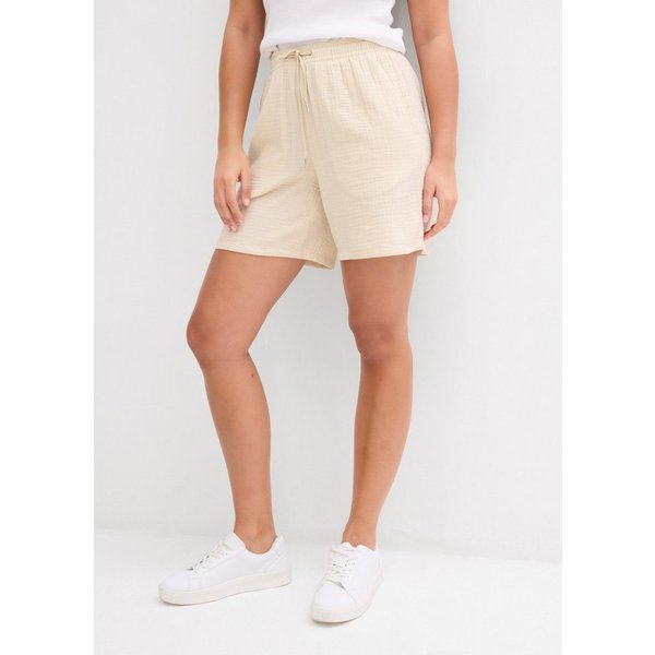 bonprix Shorts aus Baumwolle, mit elastischem Bund und Kordelzug, lockere Passform