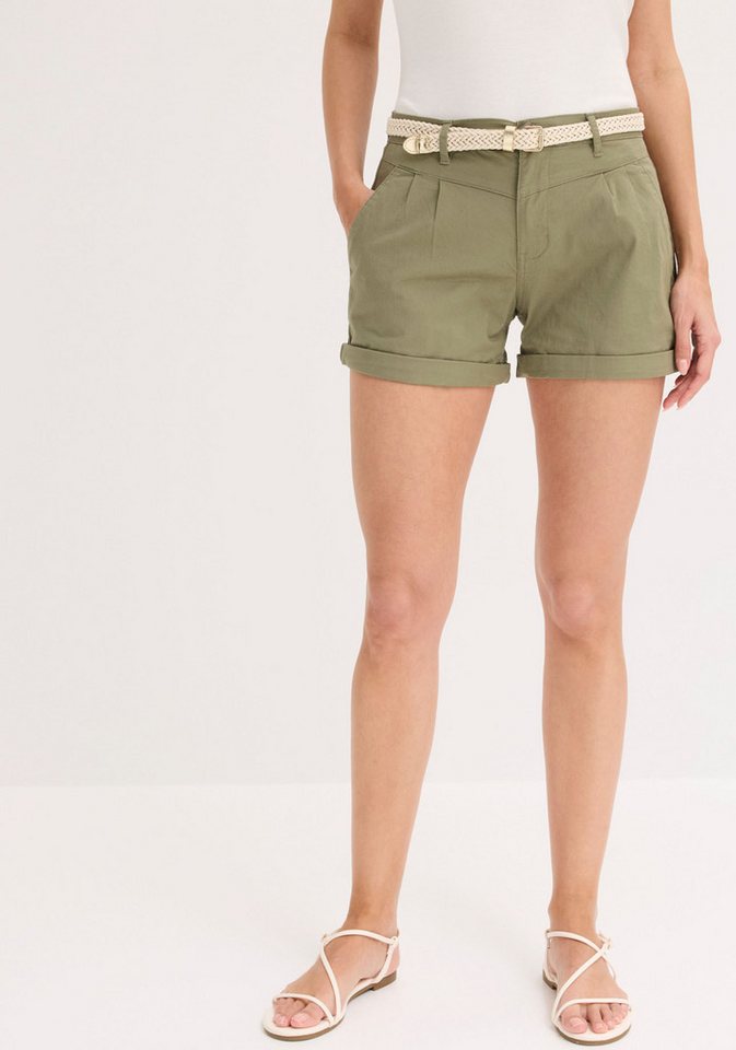 bonprix Shorts (Set, 2-tlg) aus Baumwolle und Elasthan, Regular Fit, mit umgeschlagenem Saum – Bild 2 von 5