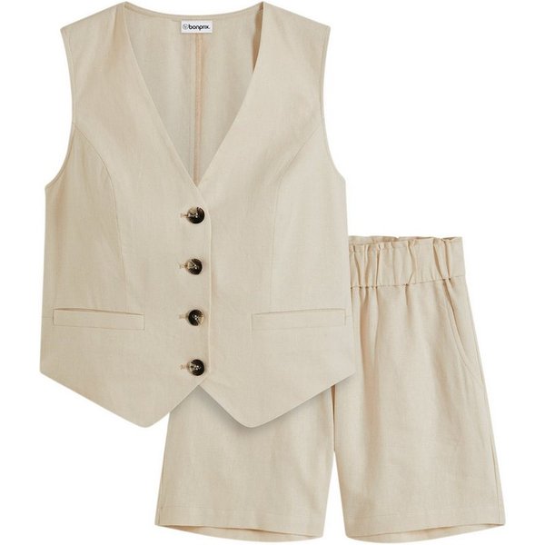 bonprix Shorts (Set, 2-tlg) aus Leinenmix, eleganter Stil, mit passender Weste