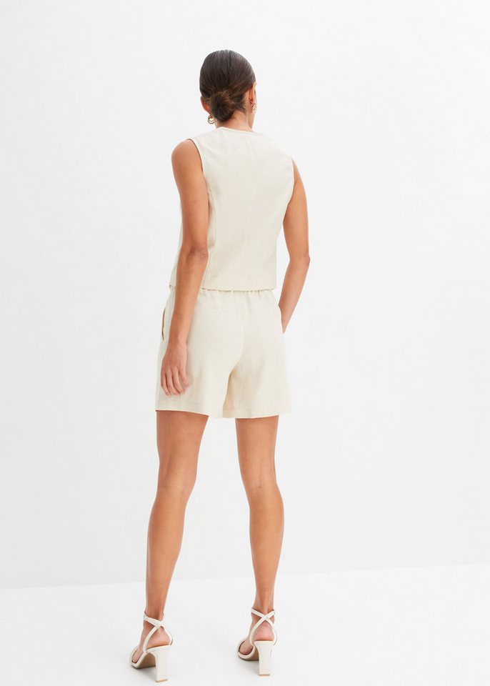 bonprix Shorts (Set, 2-tlg) aus Leinenmix, eleganter Stil, mit passender Weste – Bild 3 von 5