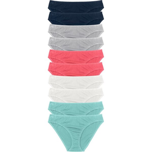 bonprix Slip (Packung, 10-St) bequeme Passform, aus Baumwolle, verschiedene Farben, im 10er Pack