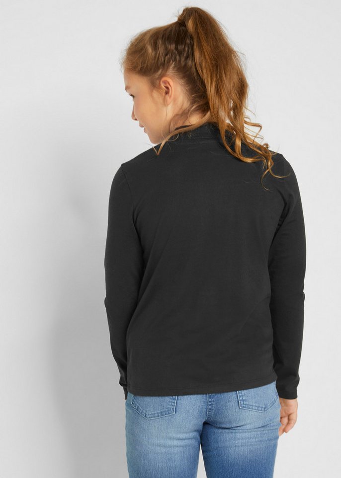 bonprix Stehkragenshirt (Packung, 2-tlg) schmale Passform, Stehkragen, aus reiner Baumwolle – Bild 3 von 5