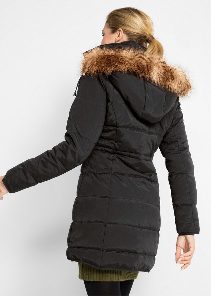 bonprix Steppjacke Regular Fit, mit abnehmbarer Kapuze mit Fellimitat – Bild 2 von 5