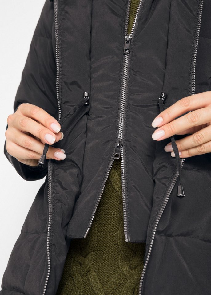 bonprix Steppjacke Regular Fit, mit abnehmbarer Kapuze mit Fellimitat – Bild 3 von 5