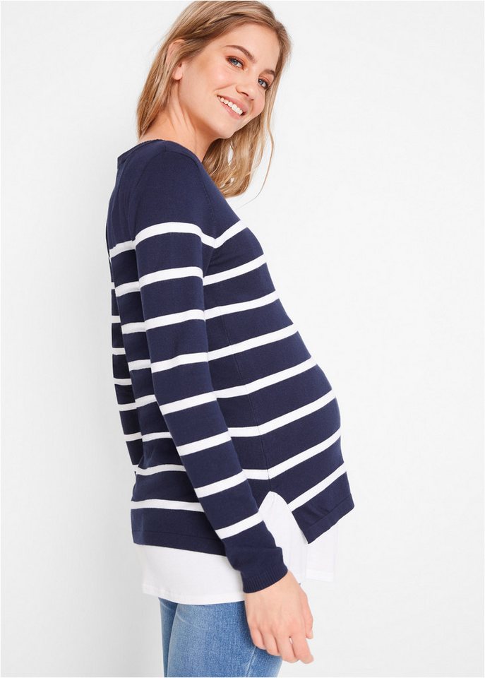 bonprix Stillpullover aus Jersey, gestreifte Optik, figurumspielende Passform – Bild 2 von 5