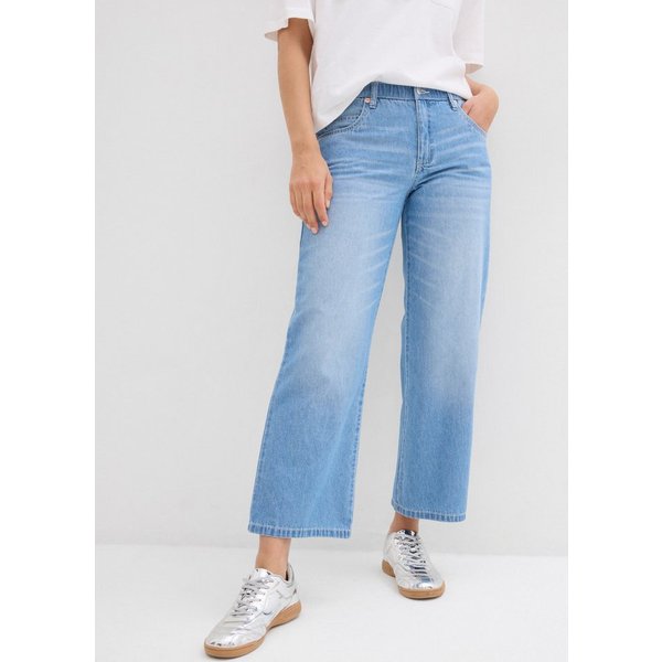 bonprix Straight-Jeans gerader Schnitt, Mid Waist, Cropped-Länge, Regular Fit