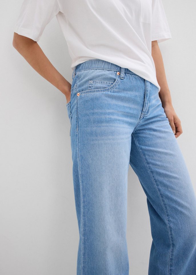 bonprix Straight-Jeans gerader Schnitt, Mid Waist, Cropped-Länge, Regular Fit – Bild 4 von 5
