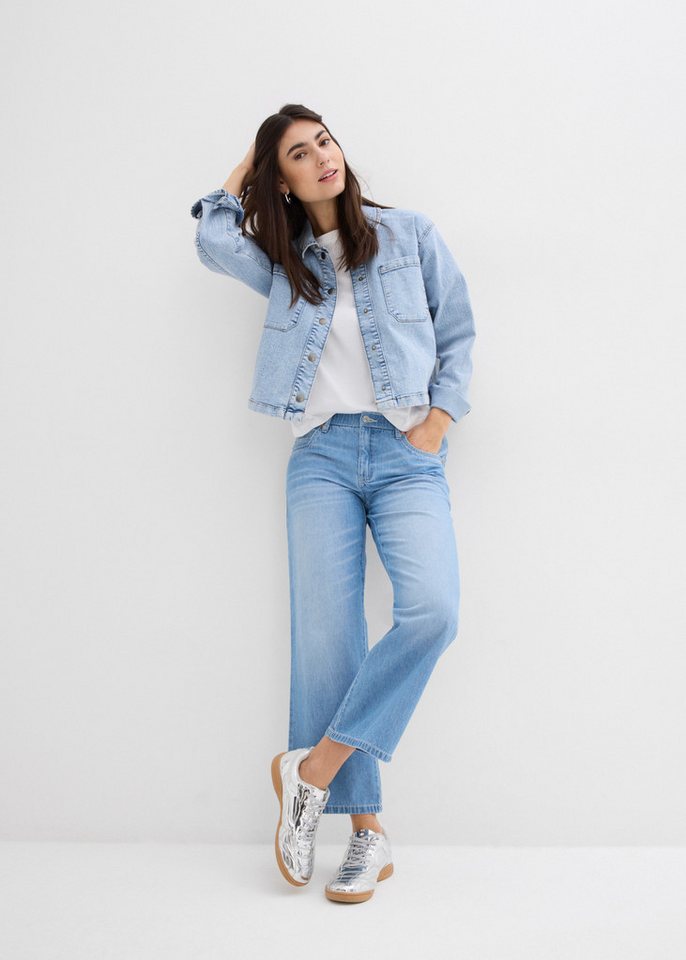 bonprix Straight-Jeans gerader Schnitt, Mid Waist, Cropped-Länge, Regular Fit – Bild 5 von 5