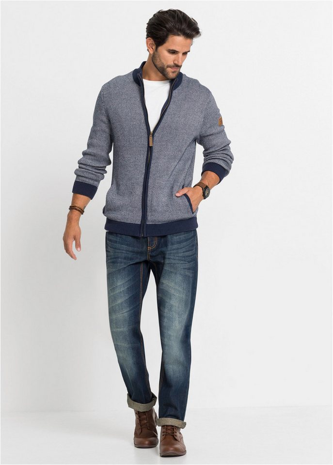 bonprix Strickjacke mit Stehkragen, Regular Fit, unifarben, aus Baumwolle, casual Stil – Bild 5 von 5