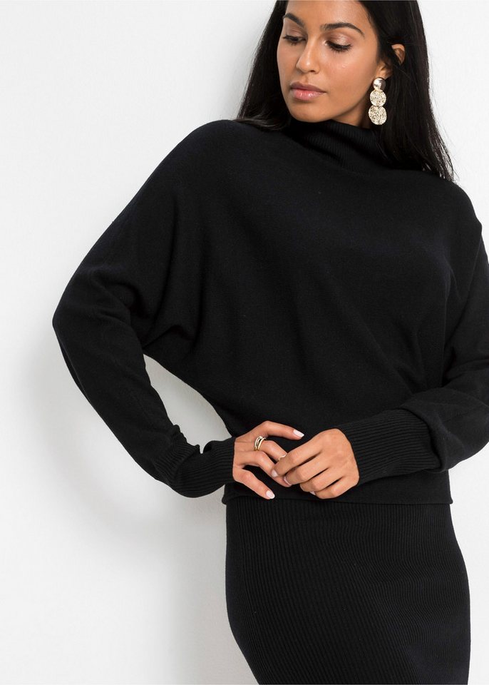 bonprix Strickkleid mit Rollkragen, aus Viskose, Polyamid und Polyester – Bild 4 von 5