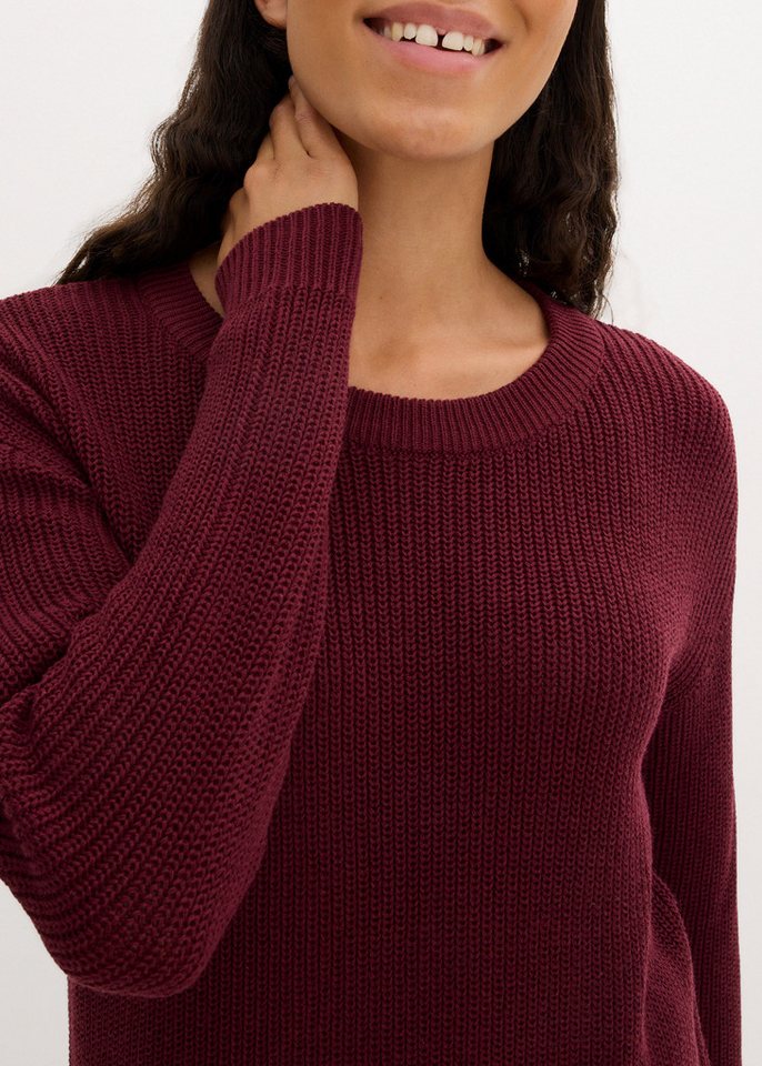 bonprix Strickkleid Oversize-Rippstrick, bequeme Passform, seitliche Schlitze – Bild 4 von 5