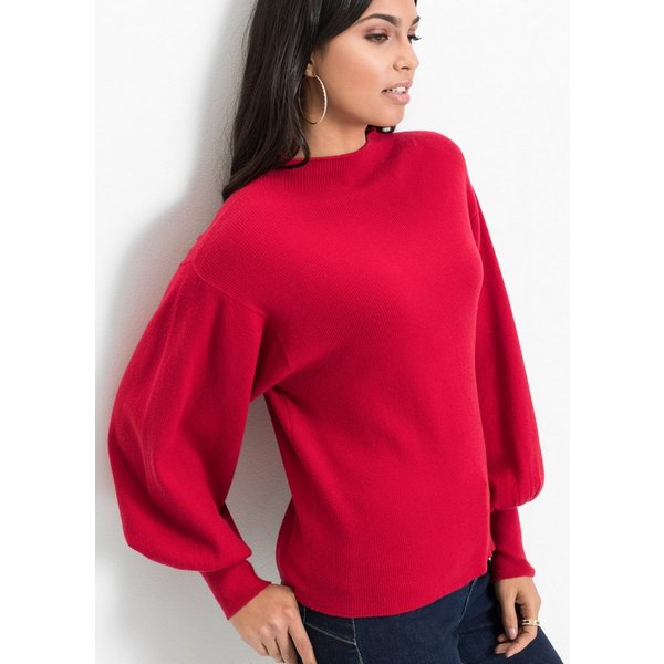 bonprix Strickpullover mit Ballonärmeln, unifarben