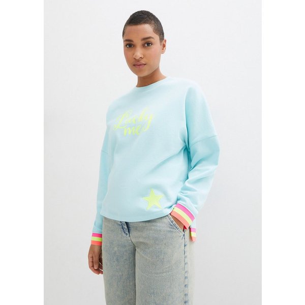 bonprix Sweatshirt loose fit Passform, mit Neon-Details, aus 100% Baumwolle, Langarm