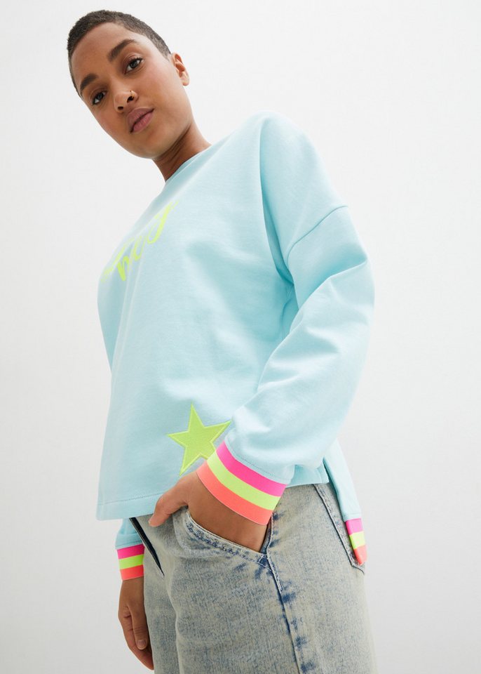 bonprix Sweatshirt loose fit Passform, mit Neon-Details, aus 100% Baumwolle, Langarm – Bild 2 von 5