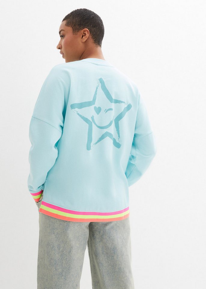 bonprix Sweatshirt loose fit Passform, mit Neon-Details, aus 100% Baumwolle, Langarm – Bild 3 von 5