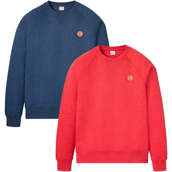 bonprix Sweatshirt (Packung, 2-tlg) Regular Fit, unifarben, aus Baumwolle und Polyester