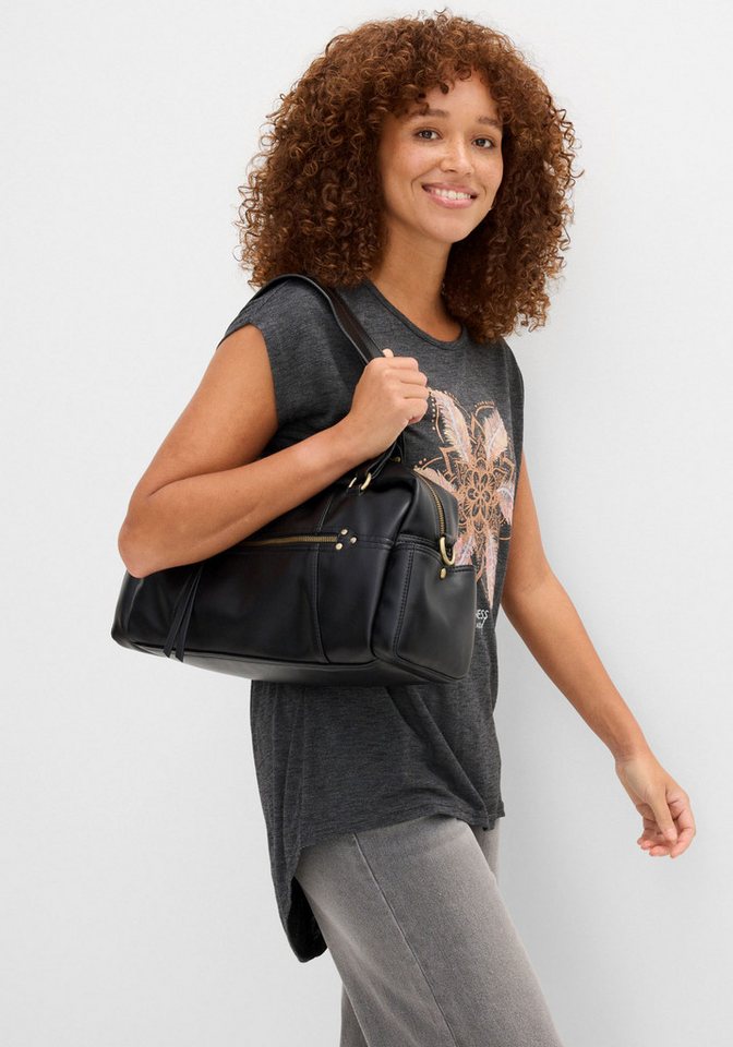 bonprix T-Shirt A-Linie, Kurzarm, aus Viskose und Polyester, mit Rundhalsausschnitt – Bild 2 von 5