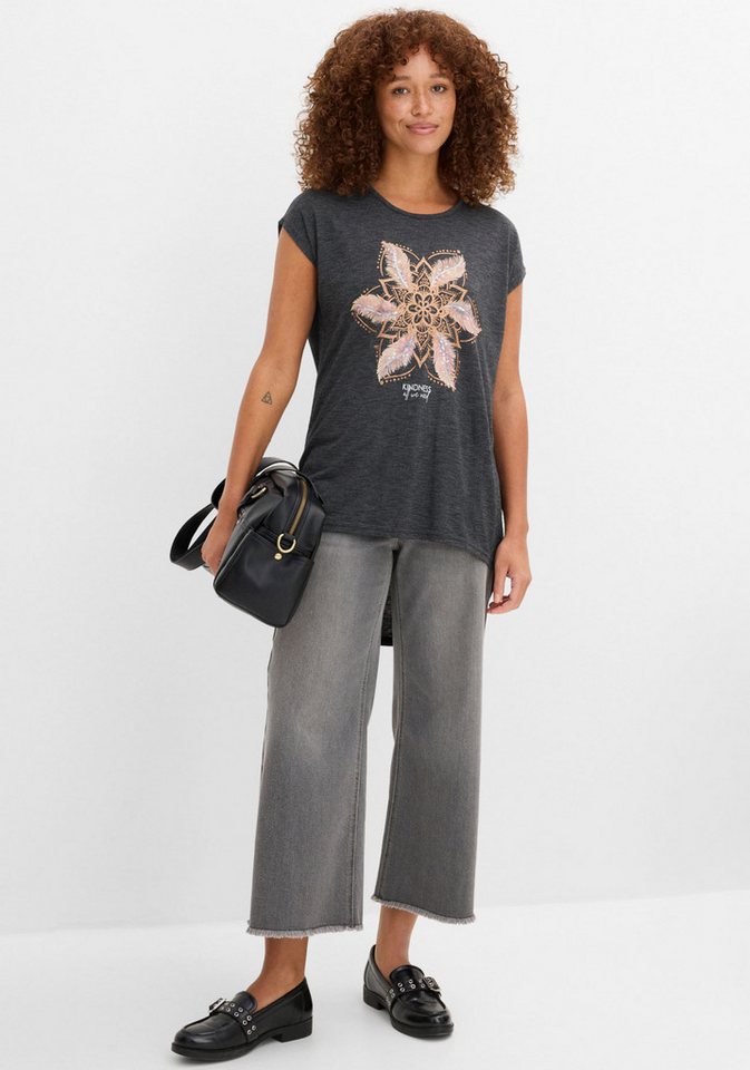 bonprix T-Shirt A-Linie, Kurzarm, aus Viskose und Polyester, mit Rundhalsausschnitt – Bild 5 von 5