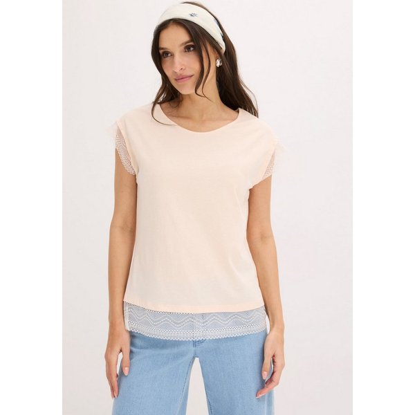 bonprix T-Shirt bequeme Passform, überschnittene Schultern, mit Spitzendetails