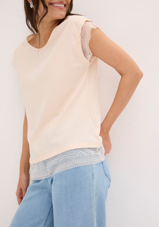 bonprix T-Shirt bequeme Passform, überschnittene Schultern, mit Spitzendetails – Bild 4 von 5