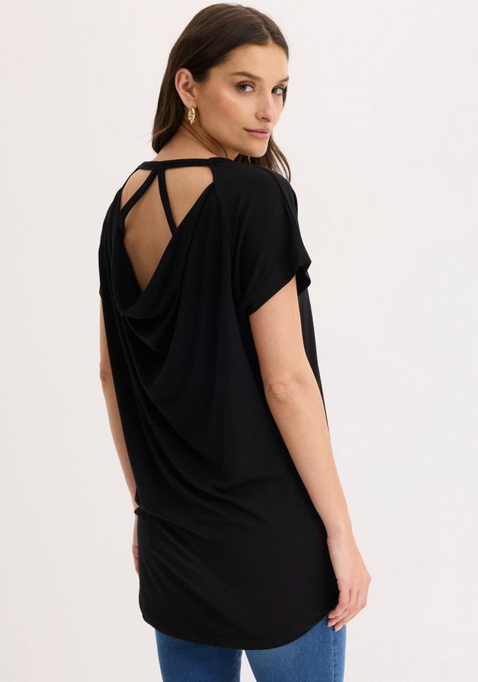 bonprix T-Shirt bequeme Passform, Kurzarm, tiefer Rücken-Ausschnitt – Bild 2 von 5
