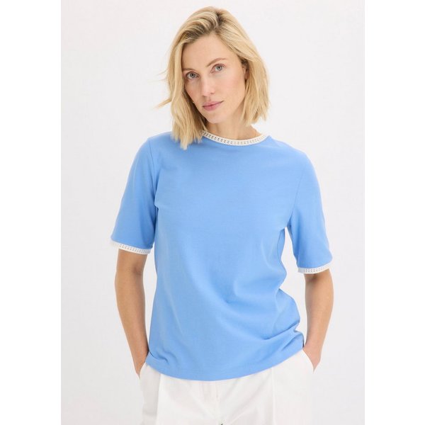 bonprix T-Shirt Halbarm-Design, lockere Passform, mit Spitzenborte