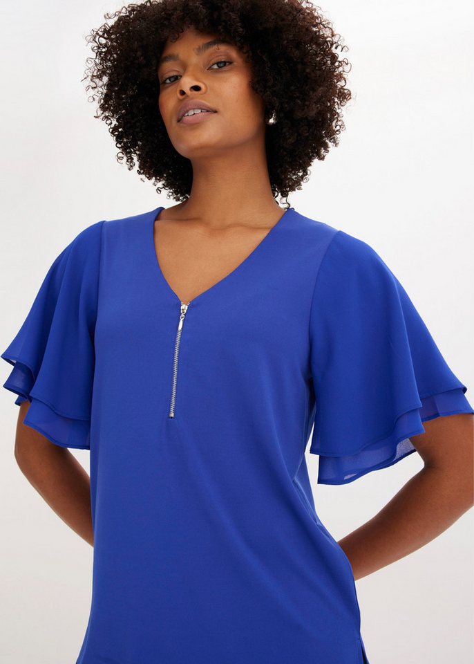 bonprix T-Shirt mit Chiffonärmeln, Kurzarm-Design, aus Polyester und Elasthan – Bild 4 von 5