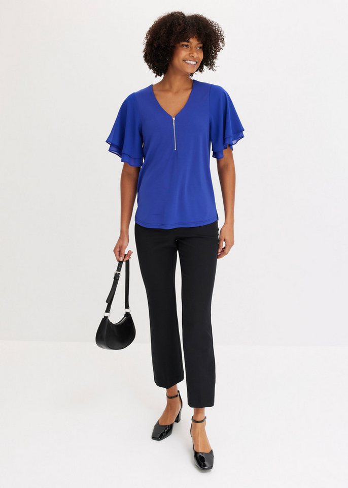 bonprix T-Shirt mit Chiffonärmeln, Kurzarm-Design, aus Polyester und Elasthan – Bild 5 von 5