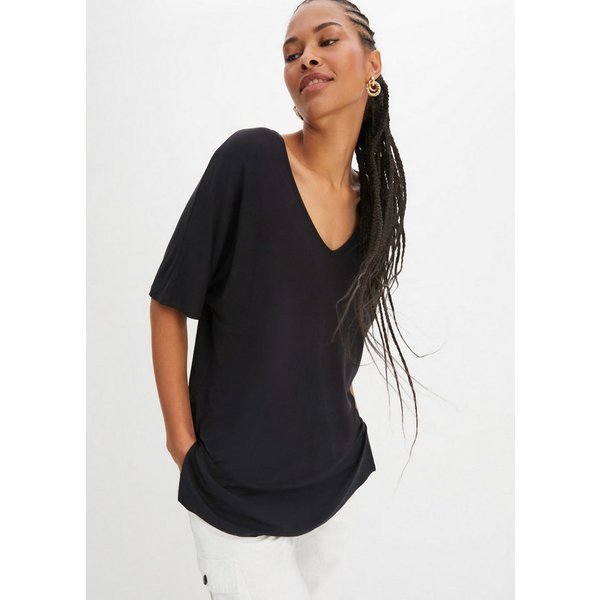 bonprix T-Shirt Oversize-Passform, Halbarm-Design, aus Viskose-Mix mit Elasthan