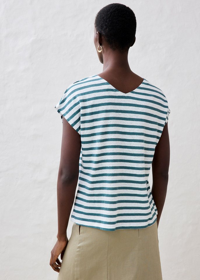 bonprix T-Shirt Oversize Passform, Kurzarm, V-Ausschnitt, aus Leinen, pflegeleicht – Bild 2 von 5