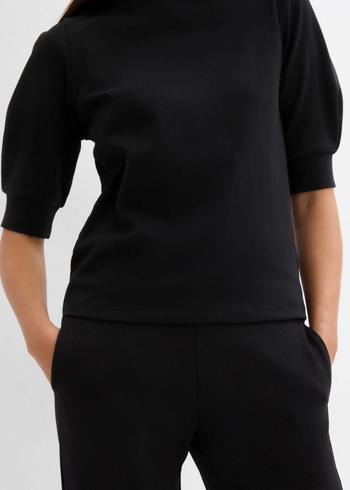 bonprix T-Shirt Oversize-Passform, dezente Puffärmel, Halbarm, aus reiner Baumwolle – Bild 2 von 5