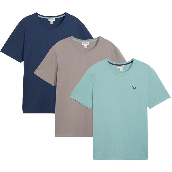 bonprix T-Shirt (Packung, 3-tlg., 3er) Regular Fit, Kurzarm, für den Alltag, aus Baumwolle und Viskose