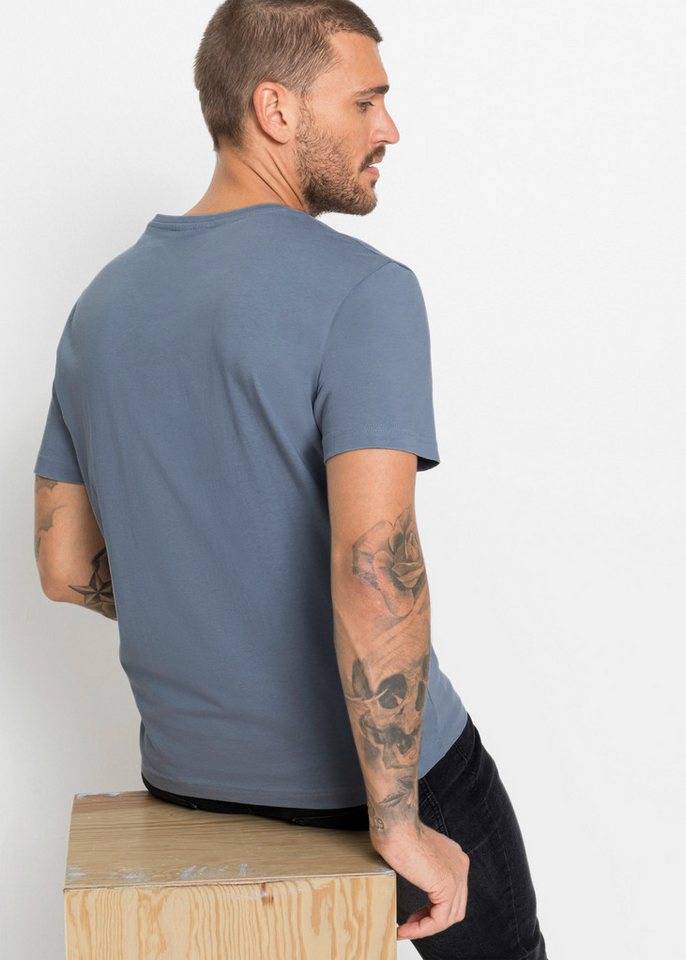 bonprix T-Shirt (Packung, 3-tlg., 3er) Regular Fit, Kurzarm, für den Alltag, aus Baumwolle und Viskose – Bild 3 von 5