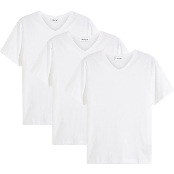 bonprix T-Shirt (Packung, 3-tlg) Regular Fit, V-Ausschnitt, aus Baumwolle