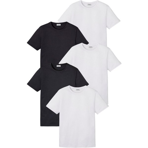 bonprix T-Shirt (Packung, 5-tlg., 5er) Regular Fit, Kurzarm, für warme Tage, aus Baumwolle und Viskose