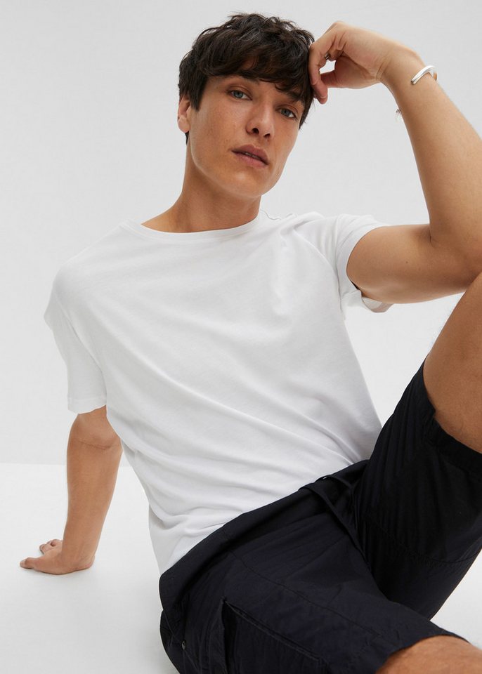 bonprix T-Shirt (Packung, 5-tlg., 5er) Regular Fit, Kurzarm, für warme Tage, aus Baumwolle und Viskose – Bild 2 von 5