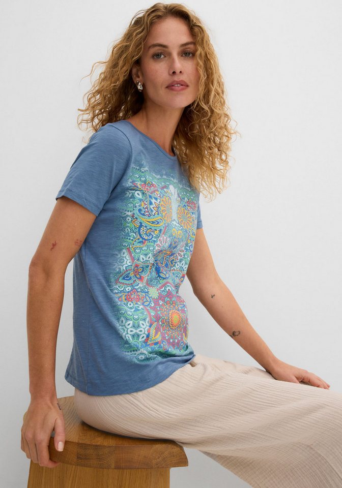 bonprix T-Shirt Regular Fit, Kurzarm, aus Baumwolle, mit farbenfrohem Print – Bild 3 von 5