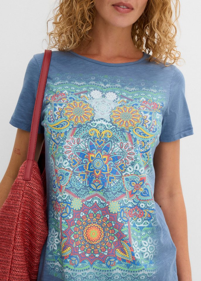 bonprix T-Shirt Regular Fit, Kurzarm, aus Baumwolle, mit farbenfrohem Print – Bild 5 von 5