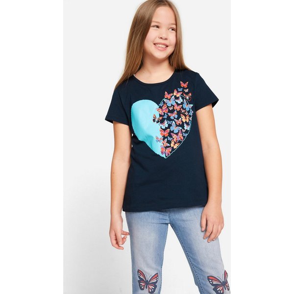 bonprix T-Shirt Regular Fit, Kurzarm, aus Baumwolle, mit Schmetterlings-Print