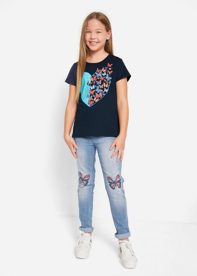 bonprix T-Shirt Regular Fit, Kurzarm, aus Baumwolle, mit Schmetterlings-Print – Bild 4 von 5