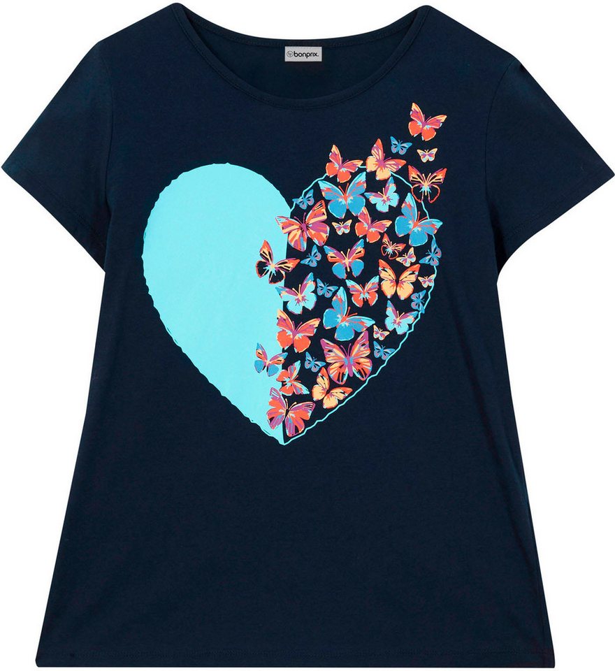bonprix T-Shirt Regular Fit, Kurzarm, aus Baumwolle, mit Schmetterlings-Print – Bild 5 von 5