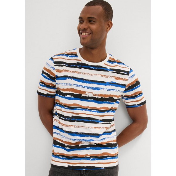 bonprix T-Shirt Regular Fit, Kurzarm, bunt gestreift, aus Baumwolle
