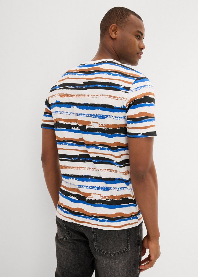 bonprix T-Shirt Regular Fit, Kurzarm, bunt gestreift, aus Baumwolle – Bild 2 von 5