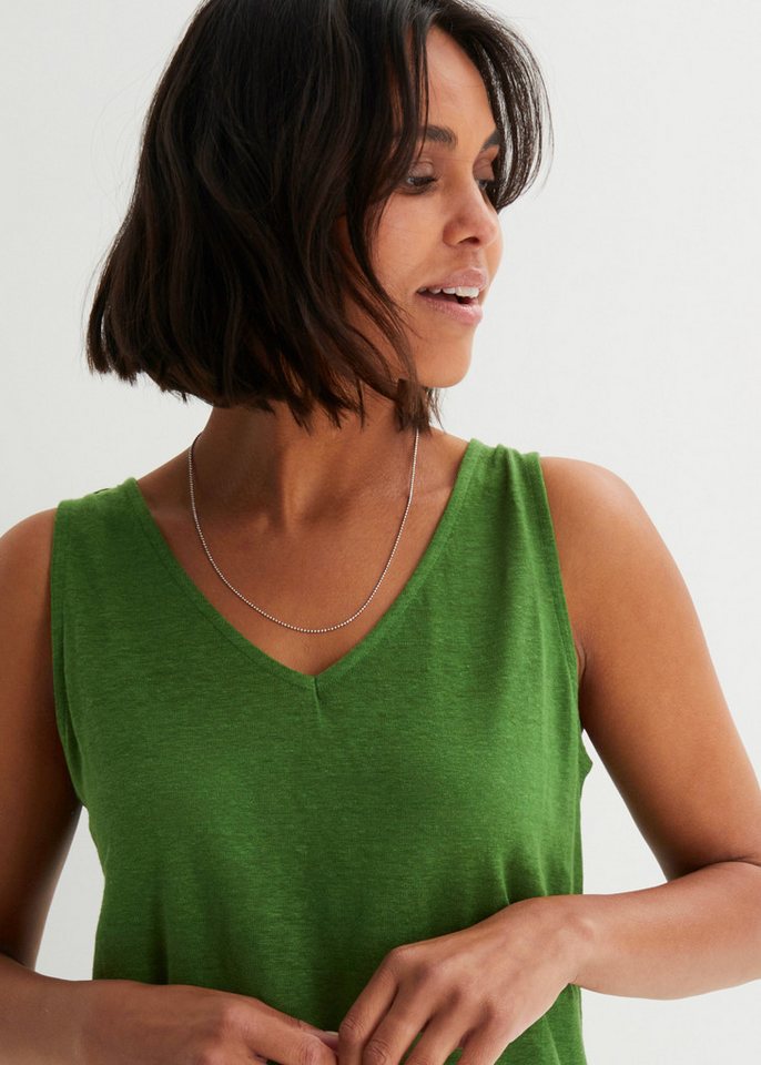 bonprix Tanktop aus Leinen, ärmelloses Design, strukturierte Oberfläche, atmungsaktiv – Bild 4 von 5