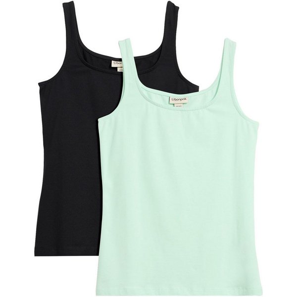 bonprix Tanktop (Packung, 2-tlg) taillierte Passform, mit Carré-Ausschnitt