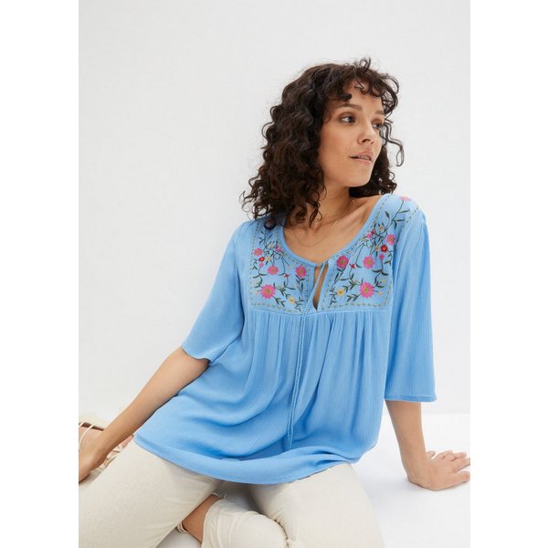 bonprix Tunika Casual Stil, A-Linie Passform, Kurzarm-Design, mit Stickerei