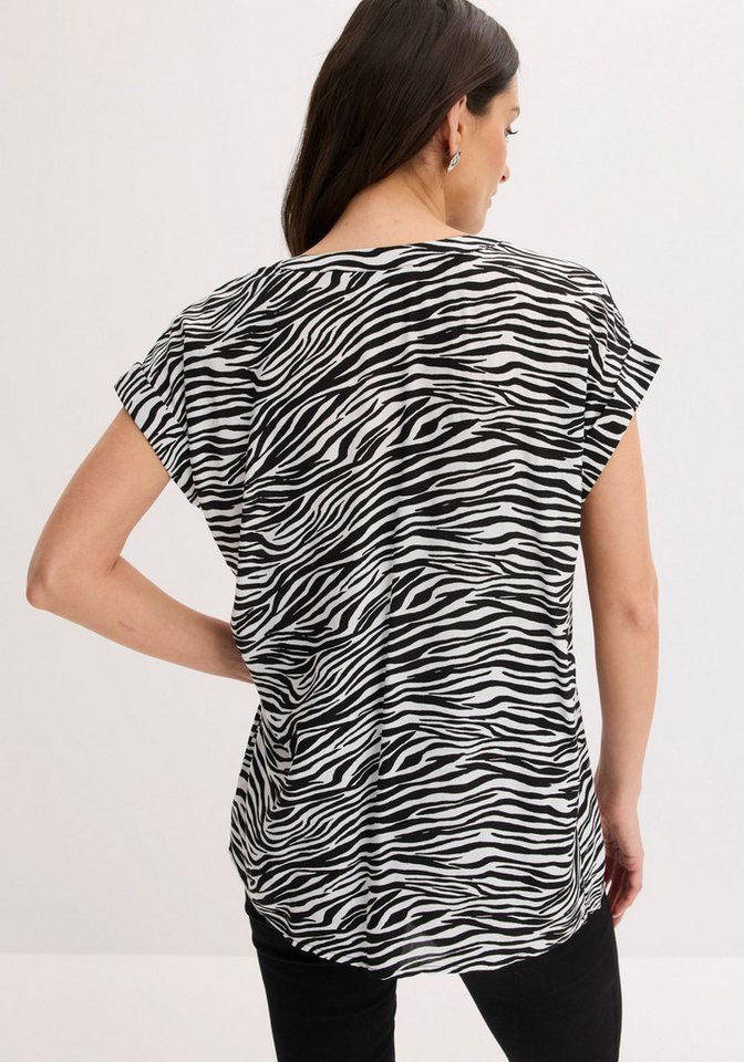 bonprix Tunika eleganter Look, Kurzarm-Design, Regular Fit, mit Henley-Kragen – Bild 2 von 5