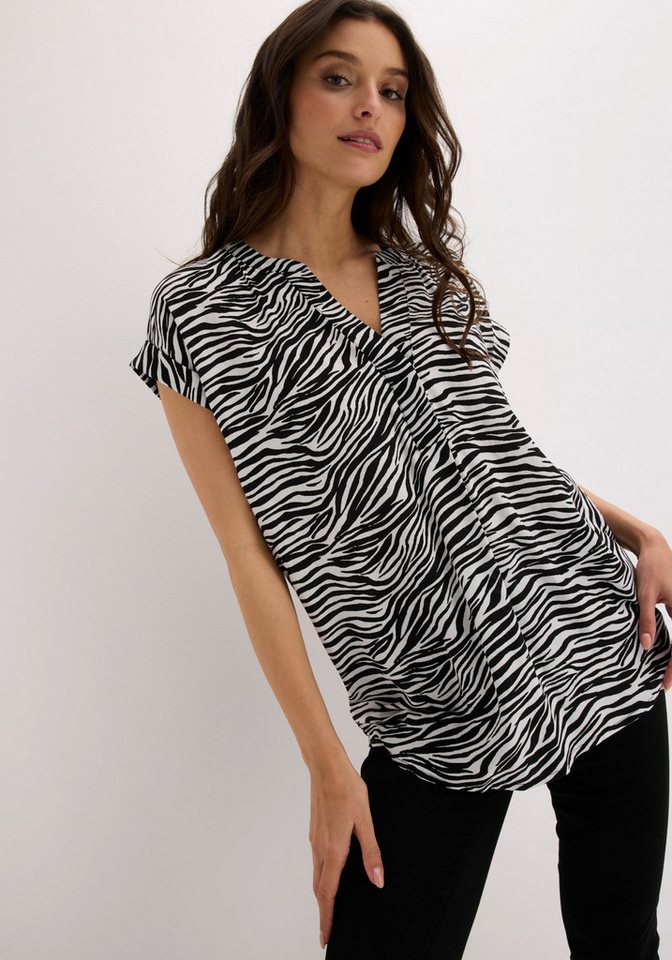 bonprix Tunika eleganter Look, Kurzarm-Design, Regular Fit, mit Henley-Kragen – Bild 4 von 5