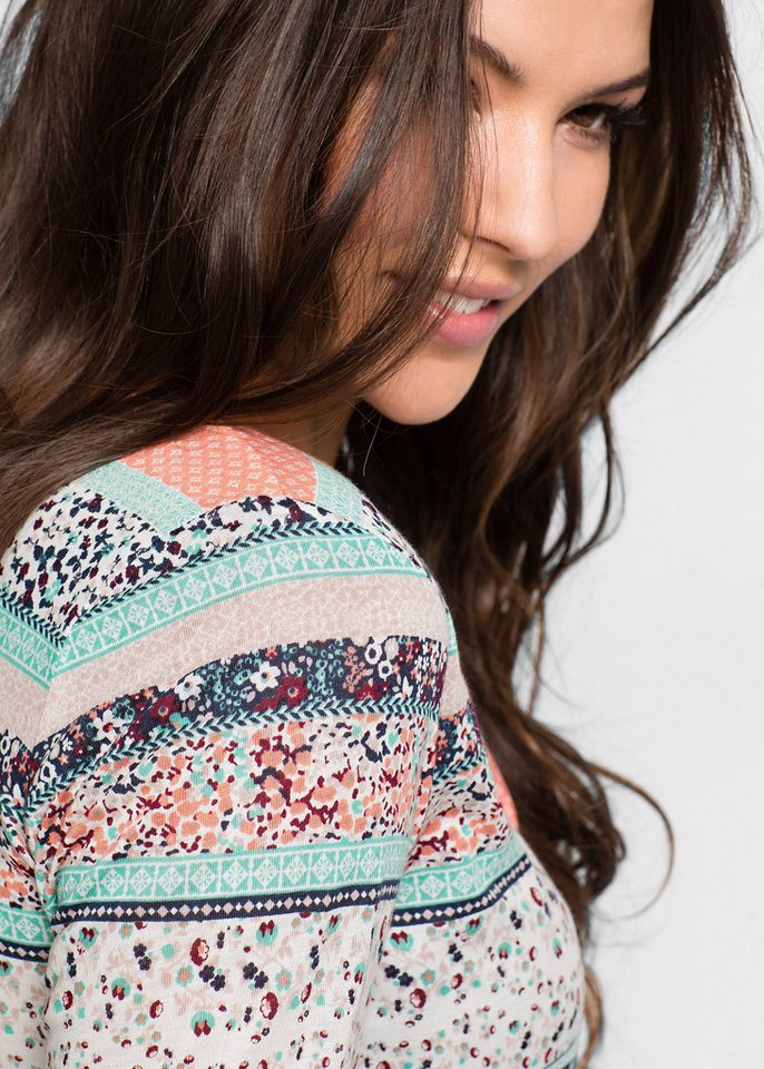 bonprix Tunikashirt Langarm, mit Bindeband am Ausschnitt – Bild 3 von 5