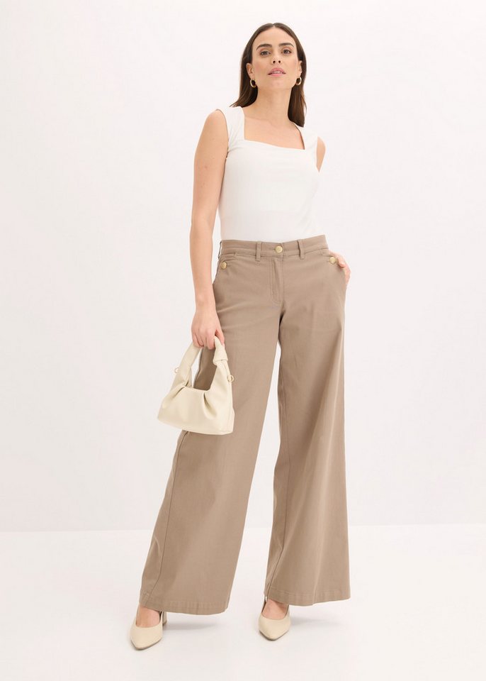 bonprix Webhose Wide Leg Schnitt, Loose Fit Passform, mit Schmückknöpfen – Bild 5 von 5
